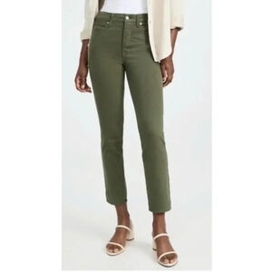 Good American NWT Good Classic Fern Green Slim Straight Jeans // 0